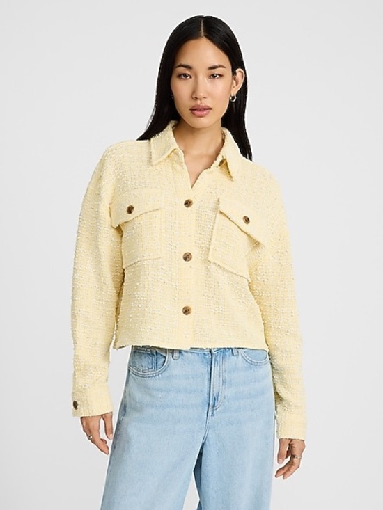 Express Jackets & Blazers - Express Yellow Cropped Shacket